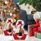 12 Pack 12x10x4 Christmas Gift Baskets Empty Bulk, Includes 12 Cardboard Baskets with Handles, 12 Plastic Bags and 12 Bows, Cardboard Tray Large Gift Baskets Kit for Holiday(Santa)